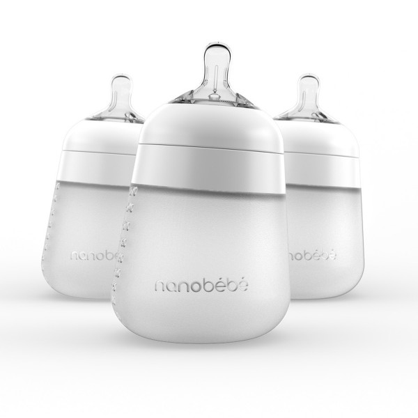 Nanobebe 270ml Flexy Silicone Bottle - White 3 Pack
