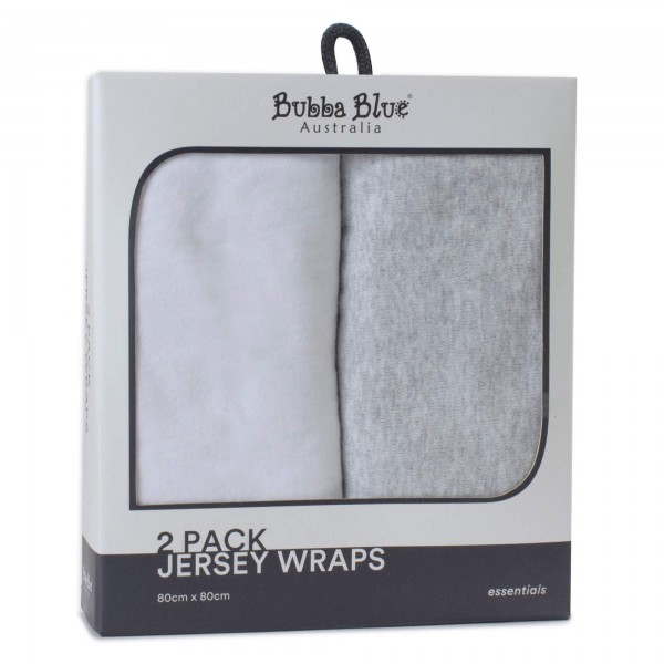 Bubba Blue Everyday Essentials 2PK Jersey Wraps White & Grey