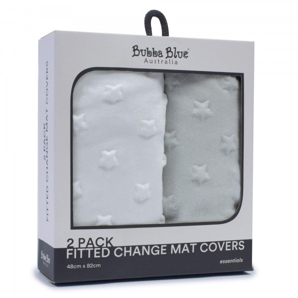Bubba Blue Everyday Essentials 2PK Change Mat Covers White & Grey