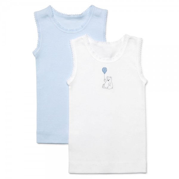 Marquise Singlet 2-Pack - White Bear/Blue Size 1