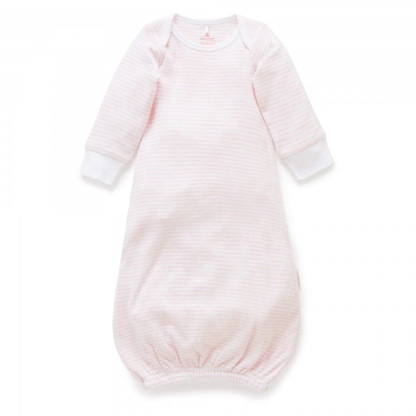 PureBaby Sleepsuit - Pale Pink Melange Stripe