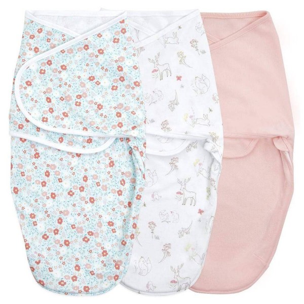 Aden & Anais Fairy Tale Flowers 4-6 Months 3 Pack Easy Swaddle Wraps