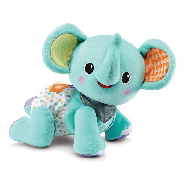 VTech Crawl with Me Elephant Interactive Plush Toy - Blue