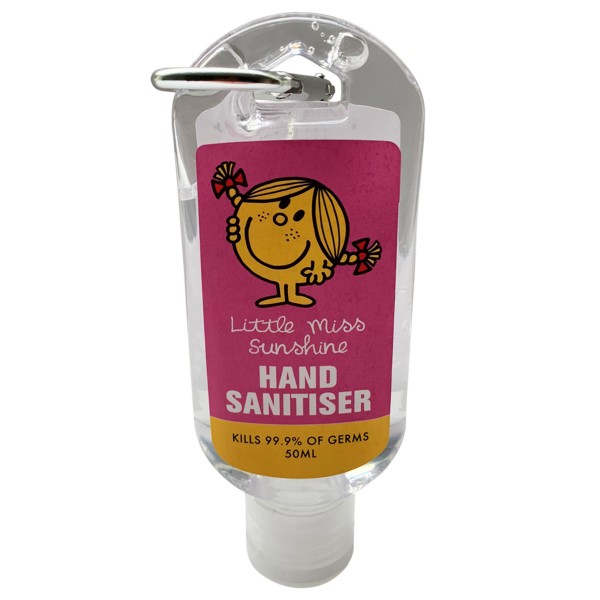 Alcohol Based Hand Sanitiser Gel 50ml - Little Miss Sunshine Theme with Backpack Clip