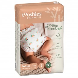 Tooshies Organic Bamboo Nappies Size 2 Infant (4-8kg) 48pk