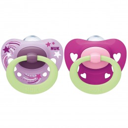 NUK Signature Nights Silicone Soother 0-6 Months Girl