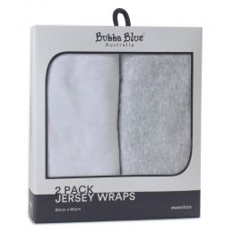 Bubba Blue Everyday Essentials 2PK Jersey Wraps White & Grey