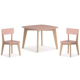 Boori Thetis Squared Table & Two Thetis Chairs Truffle & Cherry