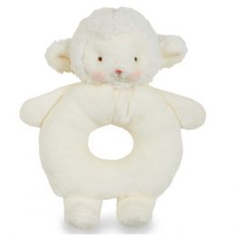 Bunnies By the Bay Ring Rattle Kiddo Lamb - White