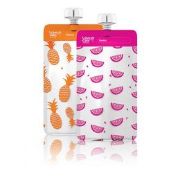 Cherub Baby On the Go Reusable Food Pouch Mini's 10 Pack - Neon Melon & Hot Pineapple