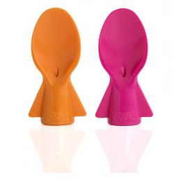 Cherub Baby Universal Food Pouch Spoons 2 Pack - Purple/Orange