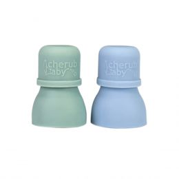 Cherub Baby Silicone Food Pouch Soft Spouts 2 Pack Cerulean & Sage