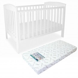 Babyhood Curve Cot White & Mattress Package