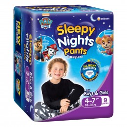 BabyLove 4-7 Years 9 Pack Sleepy Nights Overnight Pants Paw Patrol Design