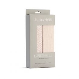 Little Bamboo Jersey Fitted Sheet 2 Pack Bassinet - Herringbone Dusty Pink