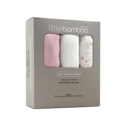Little Bamboo Baby Muslin Wraps 3 Pack - Dusty Pink