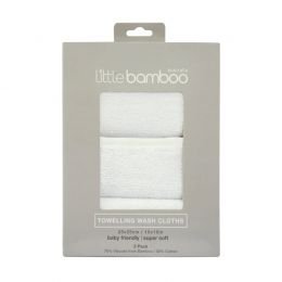 Little Bamboo Towelling Baby Face Washer 3 Pack - Natural