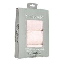 Little Bamboo Towelling Baby Face Washer 3 Pack - Dusty Pink