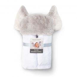 Little Linen Plush Hooded Towel - Soft Grey Elephant