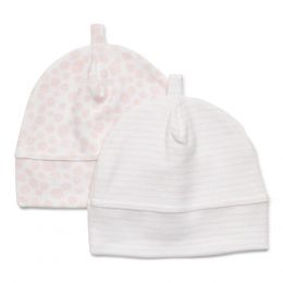 Marquise Premmie Beanie 2-Pack - Pink Stripe/Pink Dots