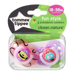Tommee Tippee Closer To Nature Fun Style Orthodontic Soothers 2PK 18-36 Months