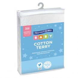 Protect-A-Bed Cotton Terry Waterproof Universal Fitted Cot Mattress Protector